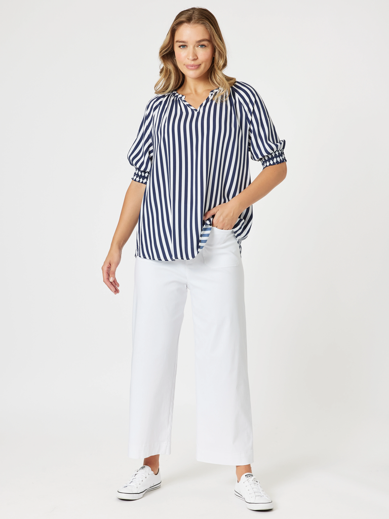 Marine Wide Leg Pant-White