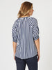 Harlequin Stripe Top-Navy/White
