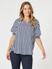 Harlequin Stripe Top-Navy/White