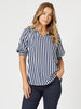 Harlequin Stripe Top-Navy/White