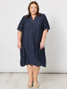 Top Stitch Detail Dress - Navy