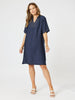 Top Stitch Dress-Navy