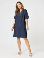 Top Stitch Detail Dress - Navy