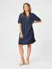 Top Stitch Dress-Navy