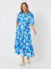 Poppies Floral Print Shirt Dress - Aqua Multi