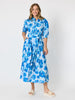 Poppies Floral Print Shirt Dress - Aqua Multi
