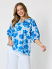 Poppies Floral Print Top - Aqua Multi