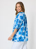 Poppies Floral Print Top - Aqua Multi