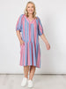 Bloom Stripe Dress - Indigo Pink
