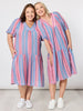 Bloom Stripe Dress - Indigo Pink