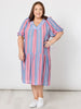 Bloom Stripe Dress - Indigo Pink