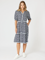 Diamonds are Forever Print Tier Dress - Navy/White