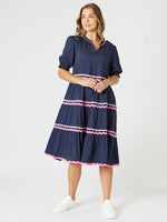 Ric Rac Tiered Dress - Navy