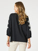 Jackie Embroidered Tee - Black/White