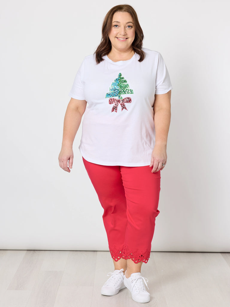 Sequin Christmas Tee - White