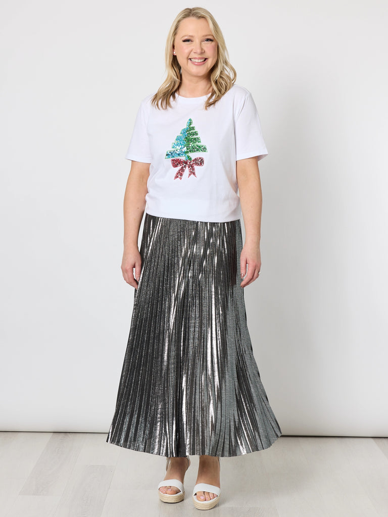 Sequin Christmas Tee - White