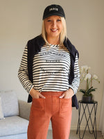 Riviera Long Sleeve Stripe Print Tee - Black/White