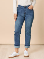 The Retro Cuff Straight Leg Jean - Denim