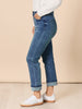 The Retro Cuff Straight Leg Jean - Denim