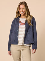Downtown Faux Suede Jacket - Indigo