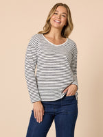 City Stripe Long Sleeve Tee - Navy Ivory