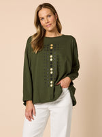 Elise Spot Print Top - Khaki