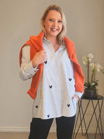 Aspen Heart Stripe Print Shirt - Black/White