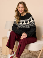 Aspen Hearts Knit - Black Ivory