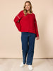 Rouge Contrast Stitch Knit - Red