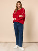 Rouge Contrast Stitch Knit - Red