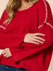 Rouge Contrast Stitch Knit - Red