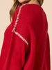Rouge Contrast Stitch Knit - Red