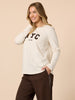The NYC Embroidered Long Sleeve Tee - Natural