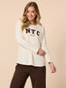The NYC Embroidered Long Sleeve Tee - Natural