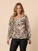Metropolitan Animal Print Top - Natural Multi