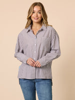 Urban Stripe Shirt - Coffee White