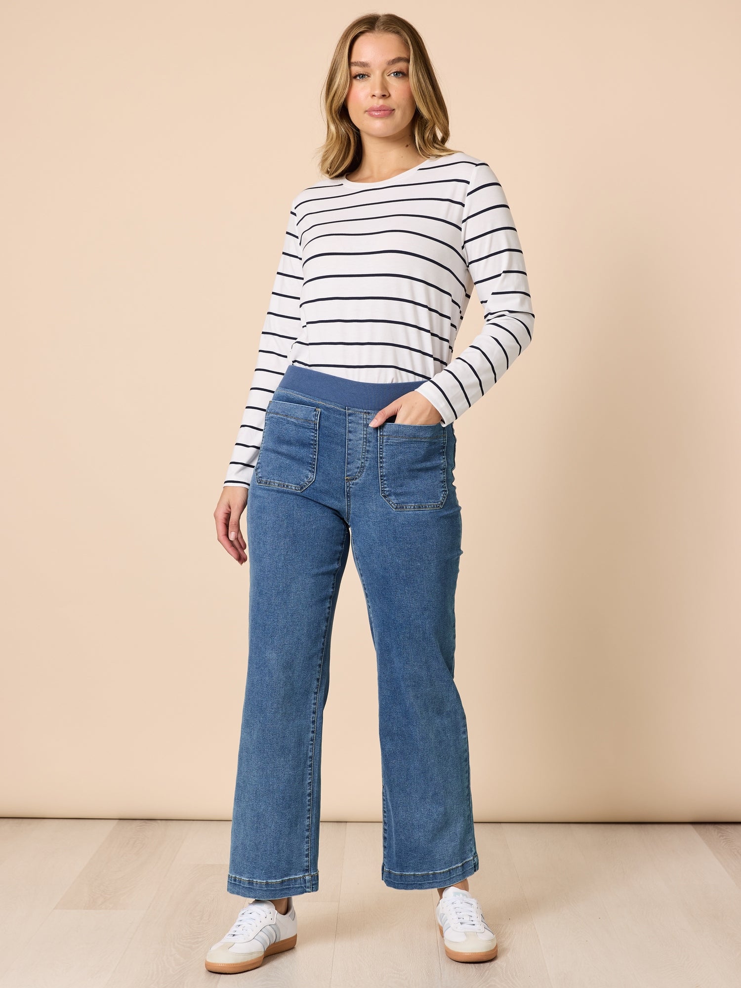 Carpenter Stretch Wide Leg Jean - Washed Denim – Threadz