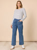 Carpenter Wide Leg Pull on Jean - Washed Denim