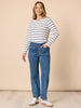 Nicolette Stripe Tee - White Navy