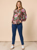 Bouquet Print Shirt-Chocolate Multi