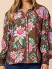 Bouquet Print Shirt-Chocolate Multi