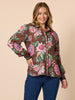 Bouquet Print Shirt-Chocolate Multi
