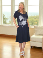 Circle on Circle T-Shirt Dress - Navy