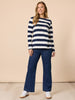 From The Heart Stripe Tee - Navy/ Ivory