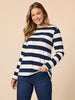 From The Heart Stripe Tee - Navy/ Ivory