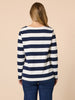 From The Heart Stripe Tee - Navy/ Ivory