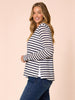 The Duo Stripe Print 2 in 1 Top - Navy/ Ivory