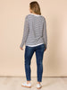 The Duo Stripe Print 2 in 1 Top - Navy/ Ivory