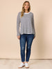The Duo Stripe Print 2 in 1 Top - Navy/ Ivory