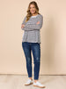 The Duo Stripe Print 2 in 1 Top - Navy/ Ivory